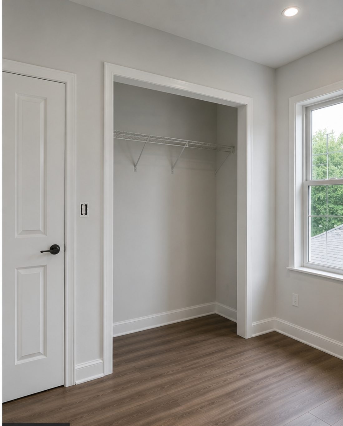 Closet built, drywalled and painted white