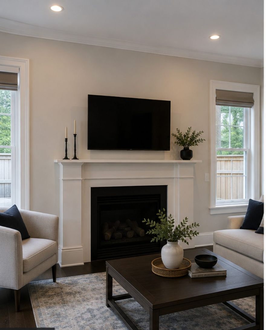 Living room wall before wallpaper installation